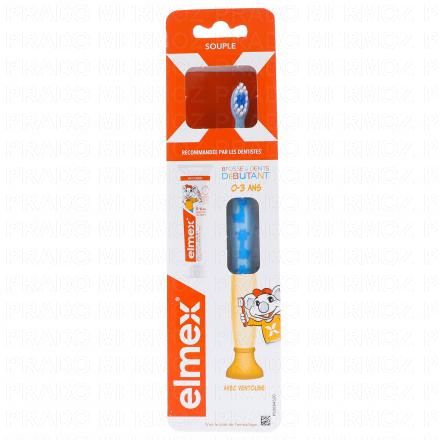 Brosse à dents souple débutant 0 à 3 ans avec dentifrice