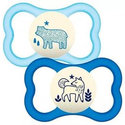 Air Night Sucette +6m Silicone Bleu 2uts