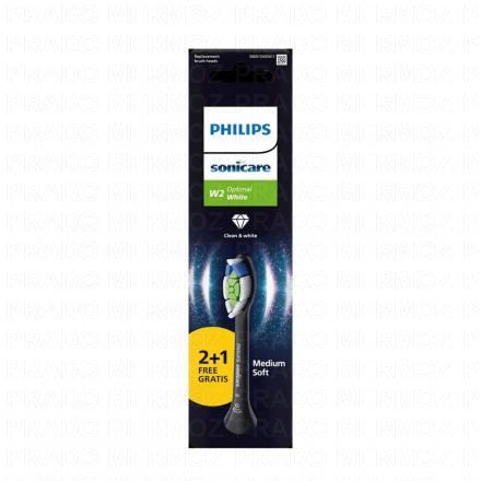 Sonicare W2 optimal white - Tête de brosse de rechange noire x2 + 1 offerte