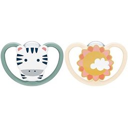 Space Set Sucettes Silicone 6-18m Zèbre Soleil 2uts