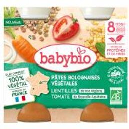 Pâtes Bolognaises Végétales - Carottes Lentilles de Nos Régions Tomates 400 g - Carton 2 pots de 200 g