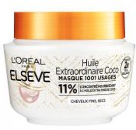 Elseve Masque Huile Extraordinaire Coco Cheveux Secs et Fins 310 ml - Pot 310 ml