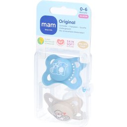 Original Pure Tétines en silicone à motif Bleu-écru 0-6 mois