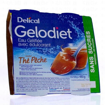 Gelodiet - Eau gélifiée avec édulcorant thé pêche 4x120g