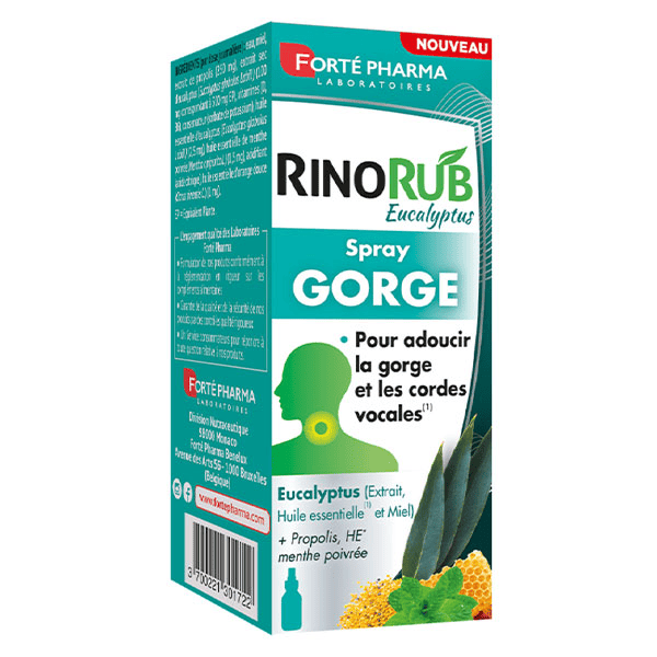 RinoRub Spray Gorge irritée Toux Huile Essentielle Menthe Miel 15ml