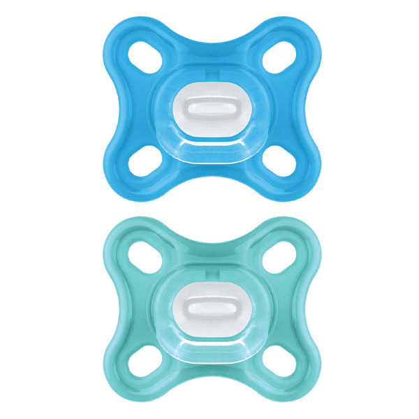 Comfort Sucette Physiologique 0-2 mois Coloris Bleu - Lot de 2 + Boîte de Stérilisation