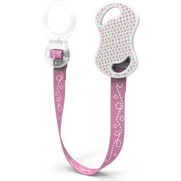 Soother Holder Ribbon with Pink Silicone Ring 1ut