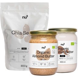 Graines de chia + Purée d'amandes brune bio + Purée de noix de coco bio