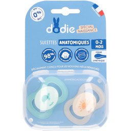 Sucettes Anatomiques Vert - Beige 0-2 Mois