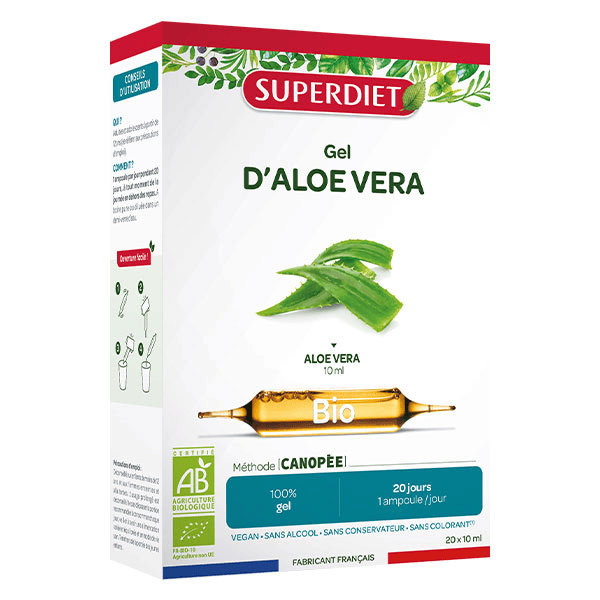 – Gel d'Aloé Véra Bio – 20 ampoules de 10 ml