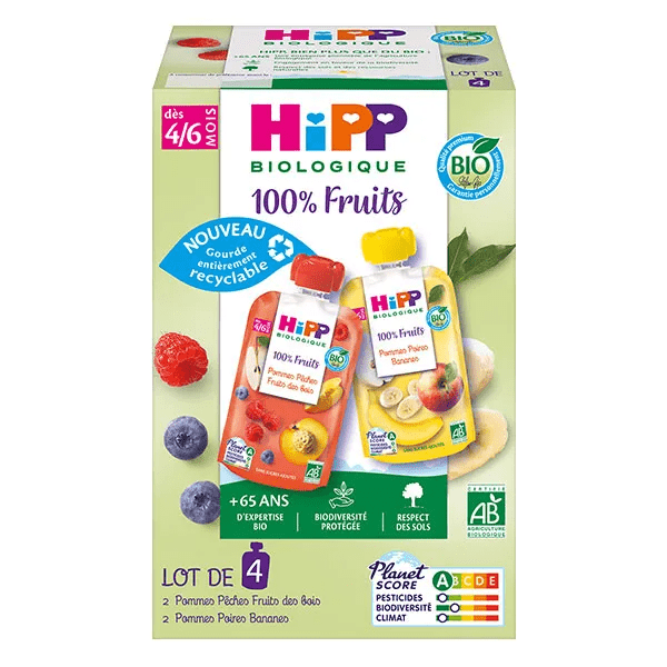 Gourdes 100% Fruits 2 variétés 4/6 mois 4x90g