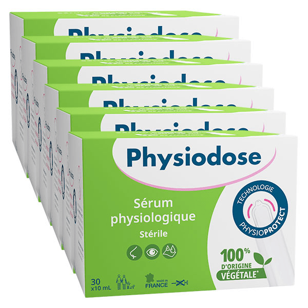 Physiodose Sérum Physiologique Stérile Lot de 6 x 30 unités