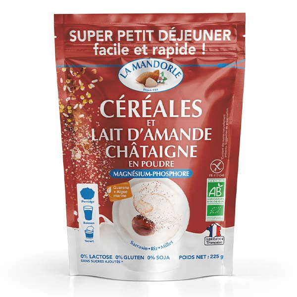 Super Petit déjeuner Céréales et Lait d'Amande Châtaigne BIO Doypack 225g