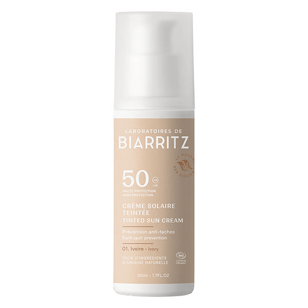 Soins Solaires Crème Teintée SPF50 Ivoire Bio 50ml