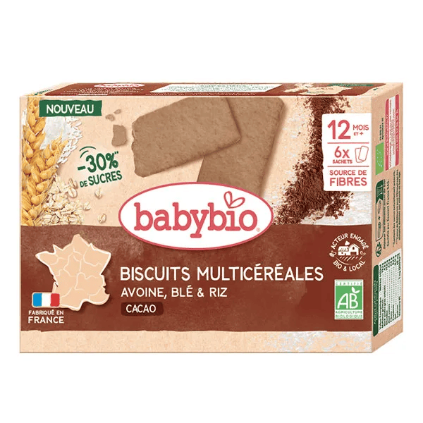 Biscuits Multicéréales Cacao Blé Riz et Avoine 120g