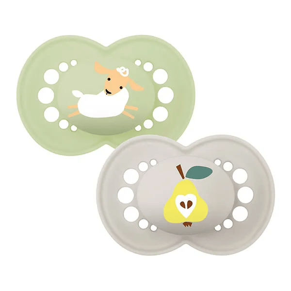 Sucette Original Nature 6+ mois Silicone Motif Mouton Poire x2