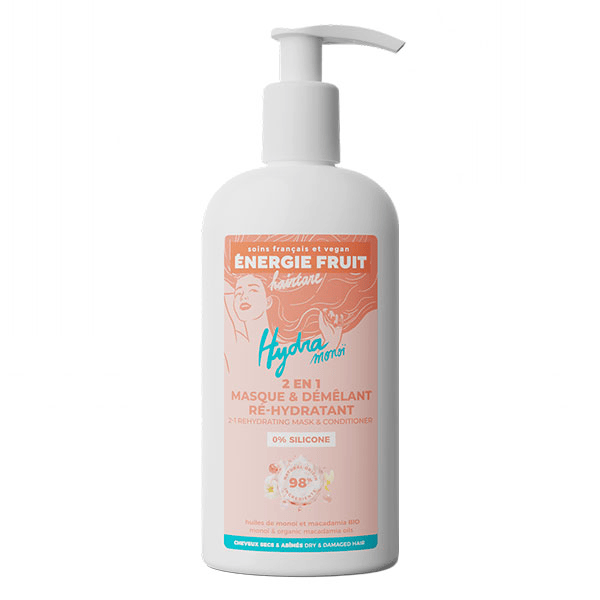 Energie Fruit 2 en 1 Cheveux Abimés Masque Monoï & Huile de Macadamia Bio 300ml