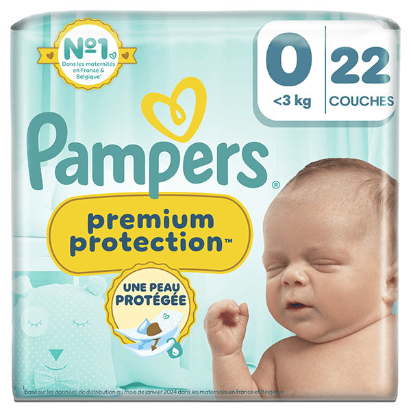 Couches Premium Protection moins de 3kg Taille 0 - 22 unités