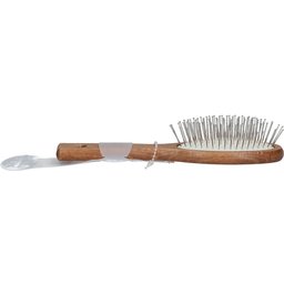 Solingen Brosse pneumatique, petite ovale, hêtre brun, pointes en acier à tête sphérique