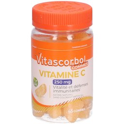 - Gommes 250 - Complément alimentaire à base de Vitamine C 250 mg - Vitalité et défenses immunitaires1 - Ingrédients Vegan - 45 Gommes