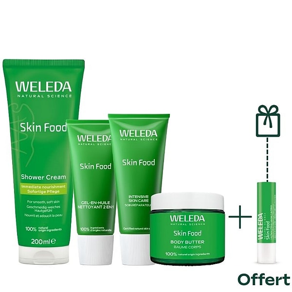Routine nourrissante Skin Food - Stick Lèvres offert - Weleda