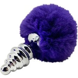 Anal Pleasure Plug Spirale Métal Pompon Violet Foncé S 1ut