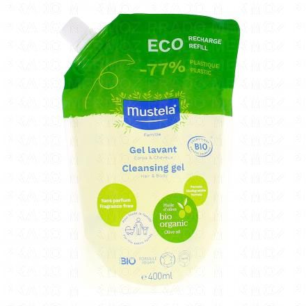 Gel lavant sans parfum bio eco recharge 400ml