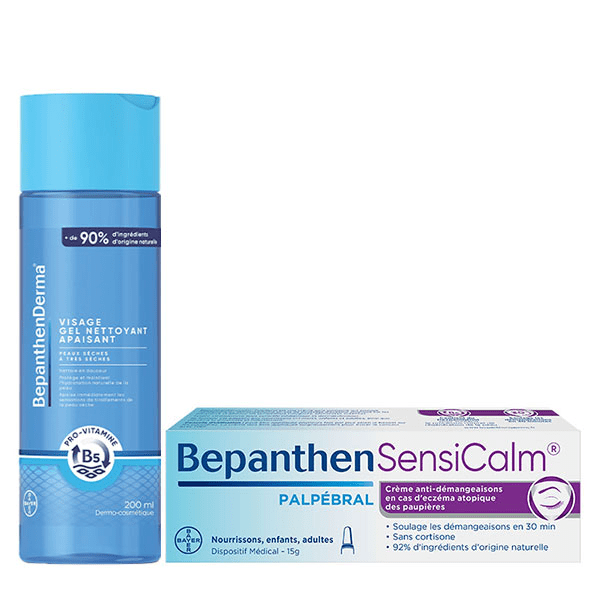 BepanthenSensiCalm® Palpébral 15g et BepanthenDerma® Gel Nettoyant Apaisant Visage 200ml