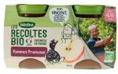 Les Récoltes Bio Pommes Pruneaux Dès 4/6 Mois Bio 2 POTS - Carton 2 pots de 130 g
