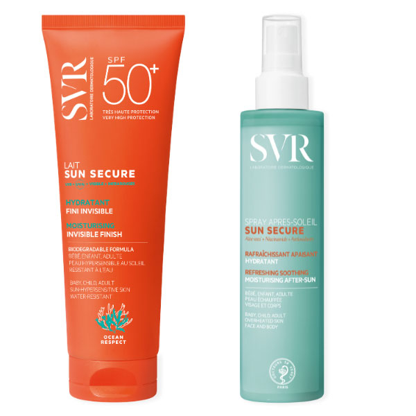 Routine familiale Sun Secure Lait SPF50+ et Après-Soleil