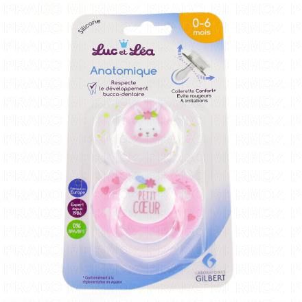 LUC ET LEA Sucette Silicone Anatomique ''Petit Coeur'' 0-6 mois