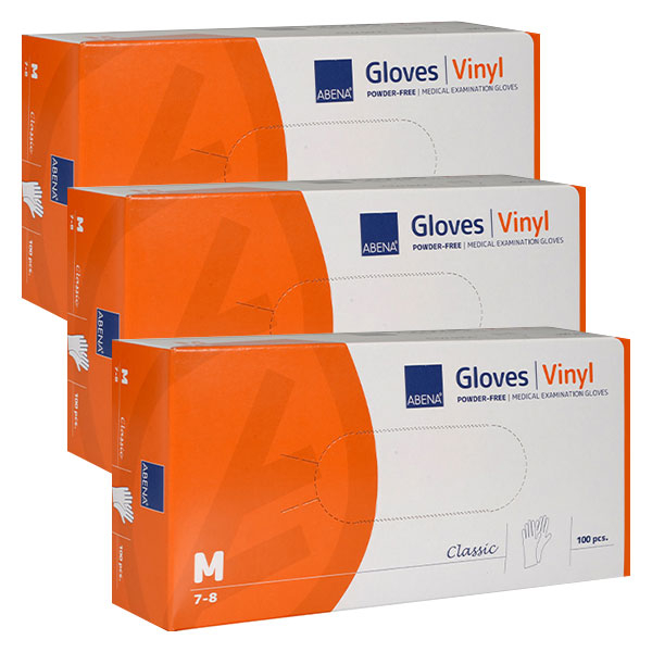 Abena Gants Vinyle Non Poudrés Taille M - 100 unités - Lot de 3