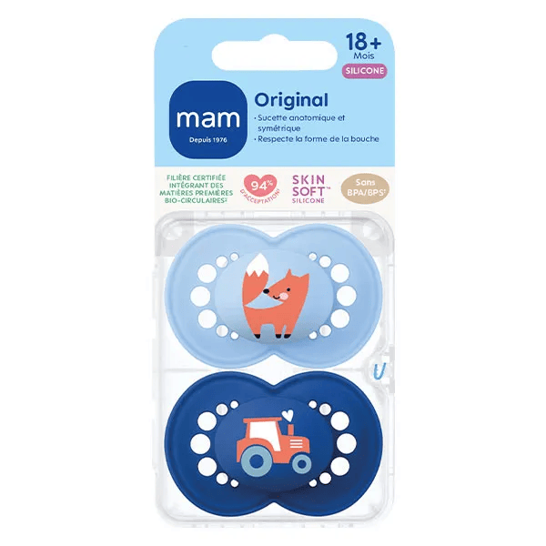 Sucette Original Nature 18+ mois Silicone Renard Tracteur x2