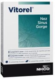 Vitorel Nez Sinus et Gorge 30 Comprimés - Boîte 15 comprimés à sucer + 15 comprimés à avaler