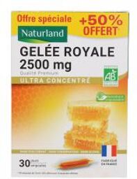 Gelée Royale 2500 mg Bio 20 Ampoules + 10 Ampoules Offertes - Boîte 20 + 10 ampoules de 10 ml