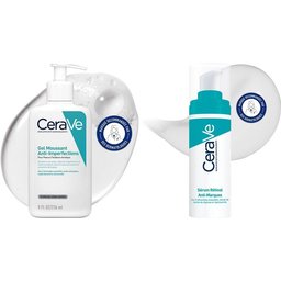 Set Gel Moussant Anti-imperfections à l'Acide Salicylique et aux 3 Céramides Essentiels + Sérum Rétinol Anti-Marques enrichi au Rétinol pour peaux à imperfections avec des marques post-acné