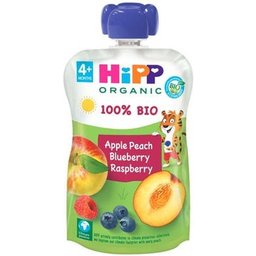 Pouches Melocotón Manzana y Frutos Bosque 100g