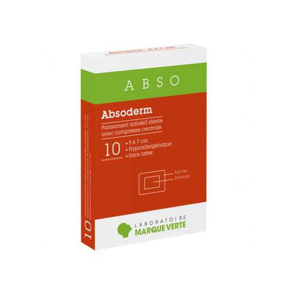 Absoderm Pansements Stérile 5cm x 7cm 10 Unités