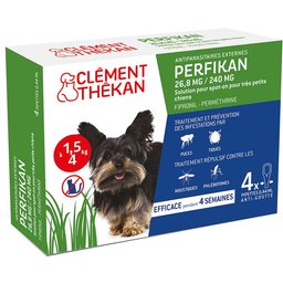 Clement Thekan Anti-Puces Anti-Tiques Chien 1,5-4kg  4 Pipettes