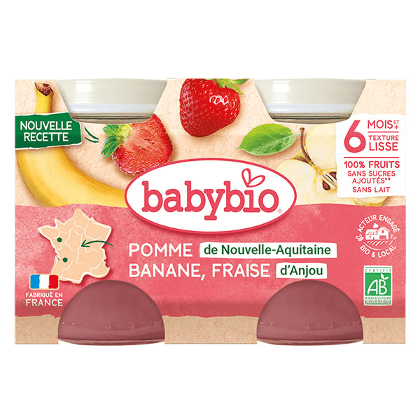 Fruits Pot Banane Fraise Menthe +6m Bio 2 x 130g