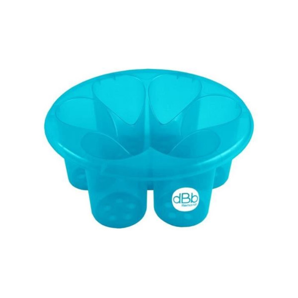 Porte Biberons Egouttoir Fleur Turquoise Translucide