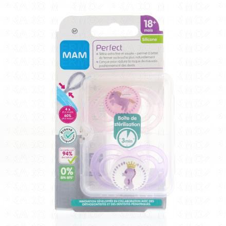 Duo Sucettes +18 mois Perfect silicone rose / violet