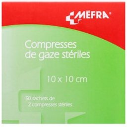 Compresses Stériles 10x10cm 2x50 Sachets