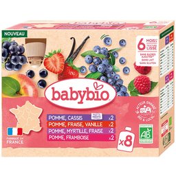 Babybio Multi-parfums Fruits rouges - Cassis, Fraise-Vanille, Myrtille, Framboise