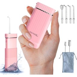 Kit Mini Irrigador Bucal Portátil Viajes Carga Usb Rosa