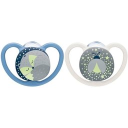 Silicone Sucettes Space Nuit 6-18M Garc 2uts