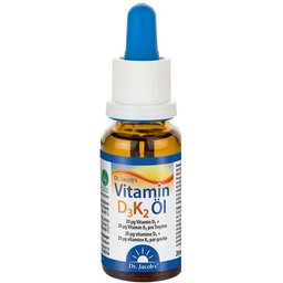Dr. Jacob's Huile de vitamine D3K2 800 Ui/20 µg D3+K2 640 gouttes vegan