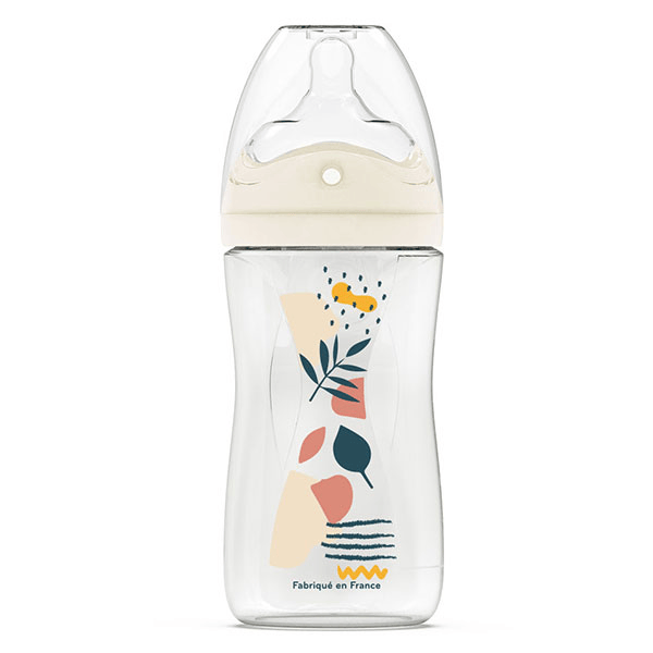 Biberon anti-colique Teat et Ring 3+ mois Tétine biomimétisme Débit 2 Coloris Terra 270ml