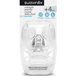 Suavinex™ tétine silicone large bouche L +4m 2uds trou 2uds