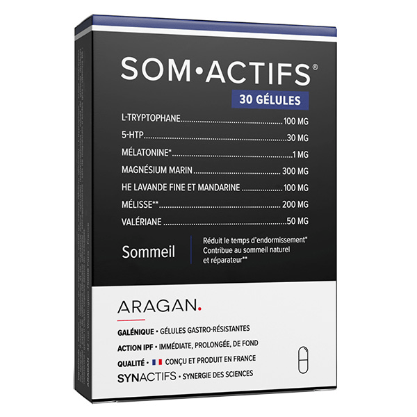 Aragan - - Somactifs® - Sommeil - Mélatonine, Magnésium - 30 gélules